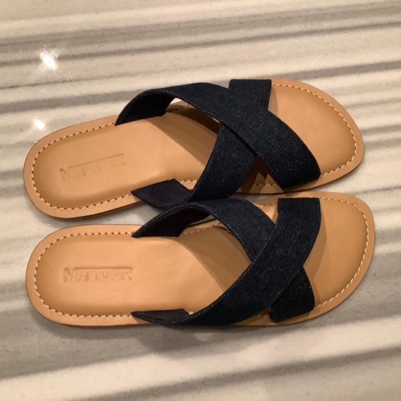 Mr. Turk MENS SLIDES SANDALS * BRAND NEW * Blue Denim Straps SIZE 13 Sho… - Picture 3 of 4